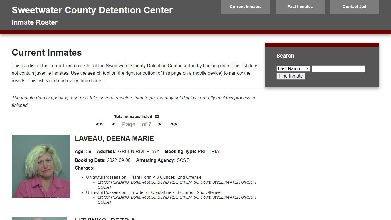 Jail Roster - sweetwater911.org